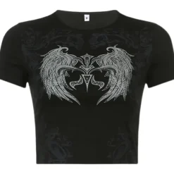 Crop Tops*Boogzel Clothing Grunge Aesthetic Angel Wings Crop Top Black