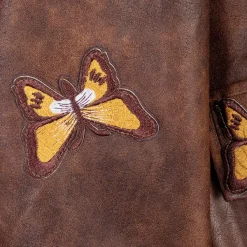 Coats & Jackets*Boogzel Clothing Grunge Aesthetic Butterfly Leather Jacket Brown