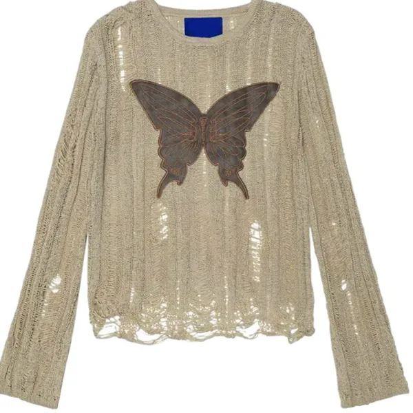Sweaters|Long Sleeve Tops*Boogzel Clothing Grunge Aesthetic Butterfly Knit Top