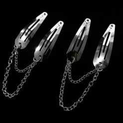 Hair Accessories*Boogzel Clothing Grunge Aesthetic Chain Hair Clips Silver