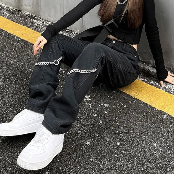 Jeans*Boogzel Clothing Grunge Aesthetic Chain Jeans