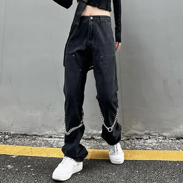 Jeans*Boogzel Clothing Grunge Aesthetic Chain Jeans