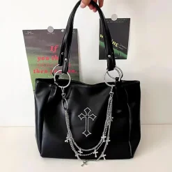 Bags & Purses*Boogzel Clothing Grunge Aesthetic Cross Tote Bag Black