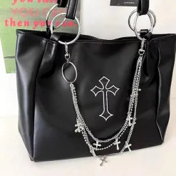 Bags & Purses*Boogzel Clothing Grunge Aesthetic Cross Tote Bag Black