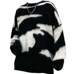 Mens|Sweaters*Boogzel Clothing Grunge Aesthetic Fuzzy Sweater Black/white