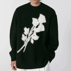 Mens|Sweaters*Boogzel Clothing Grunge Aesthetic Rose Print Sweater Black