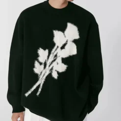 Mens|Sweaters*Boogzel Clothing Grunge Aesthetic Rose Print Sweater Black