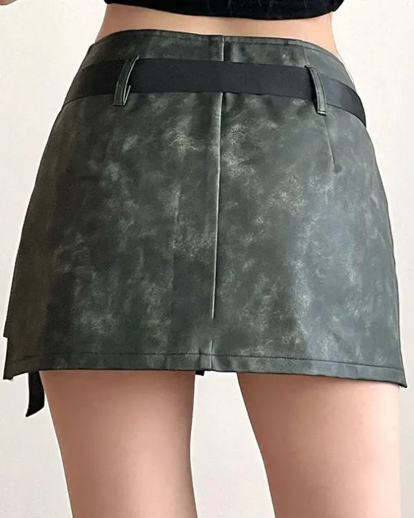 Belts & Chains|Skirts*Boogzel Clothing Grunge Aesthetic Safety Belt Wrap Skirt DarkGrey
