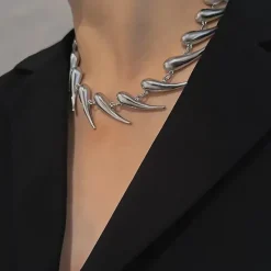 Necklaces & Chokers*Boogzel Clothing Grunge Aesthetic Spike Choker Necklace Silver