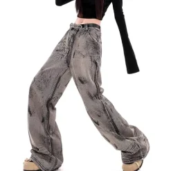 Jeans*Boogzel Clothing Grunge Aesthetic Wide-Leg Jeans in Grey