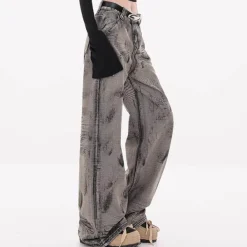 Jeans*Boogzel Clothing Grunge Aesthetic Wide-Leg Jeans in Grey