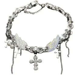 Necklaces & Chokers*Boogzel Clothing Grunge Angel Wings Necklace Silver