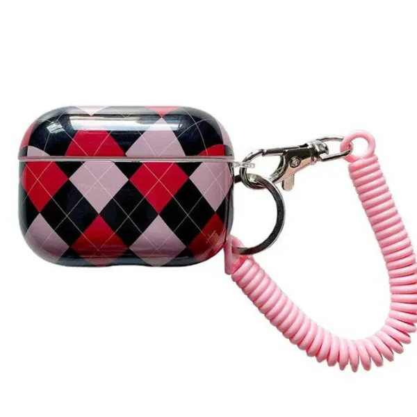 Iphone Cases*Boogzel Clothing Grunge Argyle AirPods Case Red/black