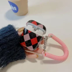 Iphone Cases*Boogzel Clothing Grunge Argyle AirPods Case Red/black