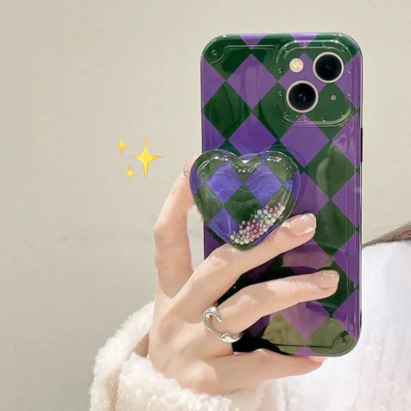Iphone Cases*Boogzel Clothing Grunge Argyle Heart iPhone Case Purple/green