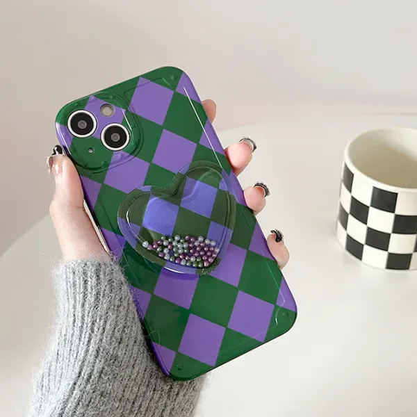 Iphone Cases*Boogzel Clothing Grunge Argyle Heart iPhone Case Purple/green