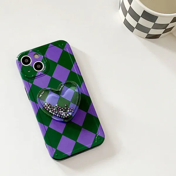 Iphone Cases*Boogzel Clothing Grunge Argyle Heart iPhone Case Purple/green