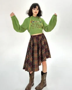 Skirts*Boogzel Clothing Grunge Asymmetrical Plaid Skirt Brown