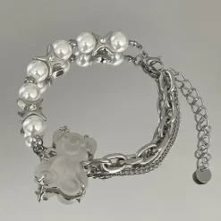 Bracelts*Boogzel Clothing Grunge Bear Aesthetic Bracelet Silver