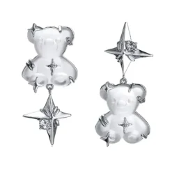 Earrings*Boogzel Clothing Grunge Bear Aesthetic Earrings Silver