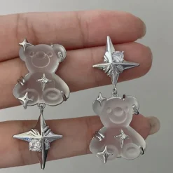 Earrings*Boogzel Clothing Grunge Bear Aesthetic Earrings Silver