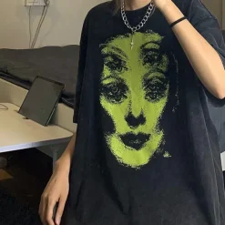 Aesthetic T-Shirts & Graphic Tees*Boogzel Clothing Grunge Ghost Face Graphic T-Shirt Black/green