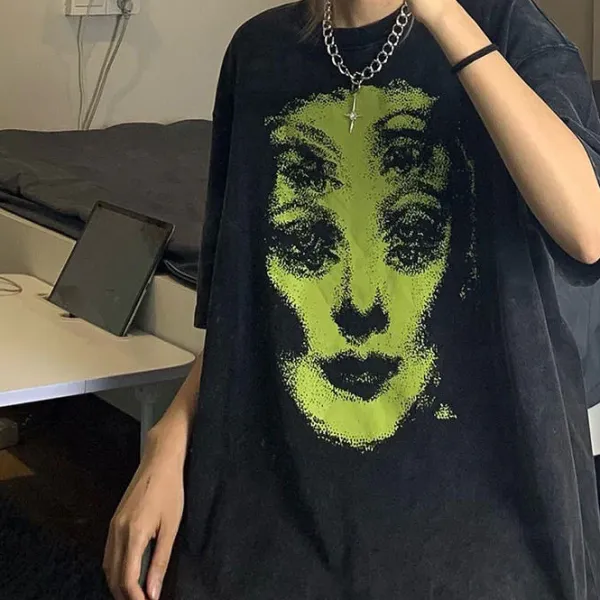Aesthetic T-Shirts & Graphic Tees*Boogzel Clothing Grunge Ghost Face Graphic T-Shirt Black/green
