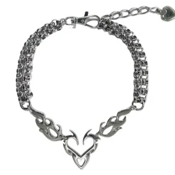 Necklaces & Chokers*Boogzel Clothing Grunge Heart Chain Necklace Silver