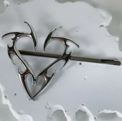 Hair Accessories*Boogzel Clothing Grunge Heart Hair Pin Silver