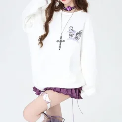 Sweatshirts*Boogzel Clothing Grunge Lace-Up Butterfly Skeleton Sweatshirt