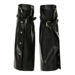 Other*Boogzel Clothing Grunge Leather Leg Warmers Black