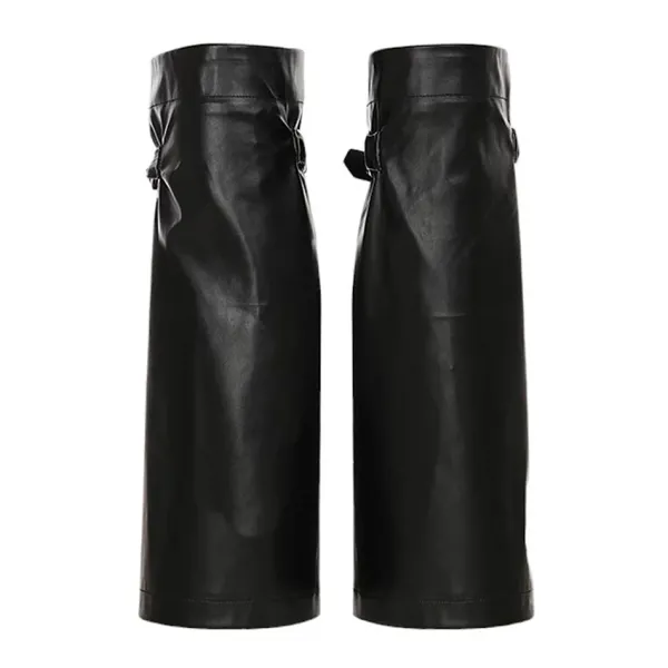Other*Boogzel Clothing Grunge Leather Leg Warmers Black