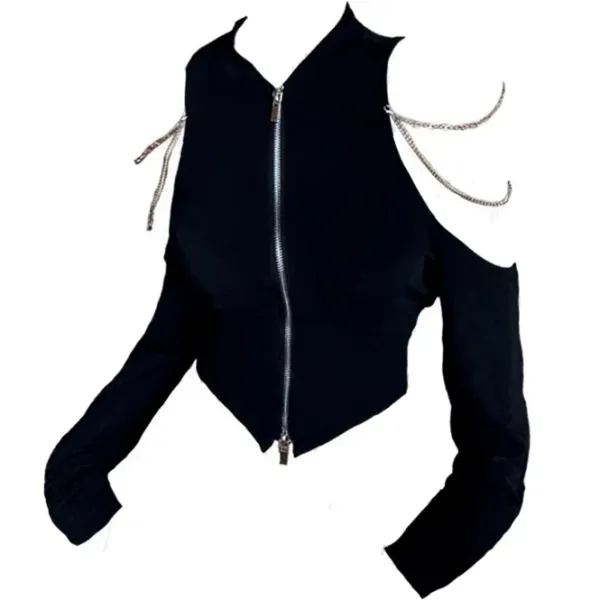 Long Sleeve Tops*Boogzel Clothing Grunge Long Sleeve Chain Top Black