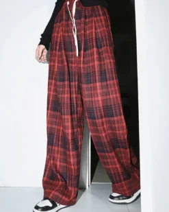 Pants & Trousers*Boogzel Clothing Grunge Plaid Pants in Red
