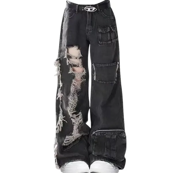 Jeans*Boogzel Clothing Grunge Ripped Jeans in Black