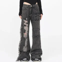 Jeans*Boogzel Clothing Grunge Ripped Jeans in Black