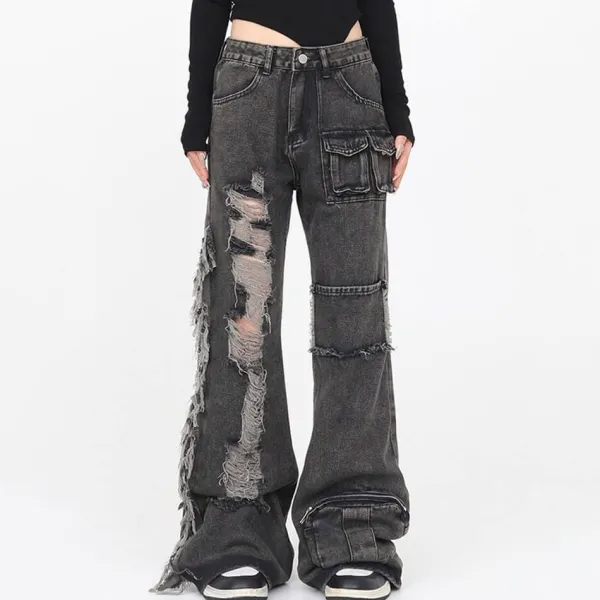 Jeans*Boogzel Clothing Grunge Ripped Jeans in Black