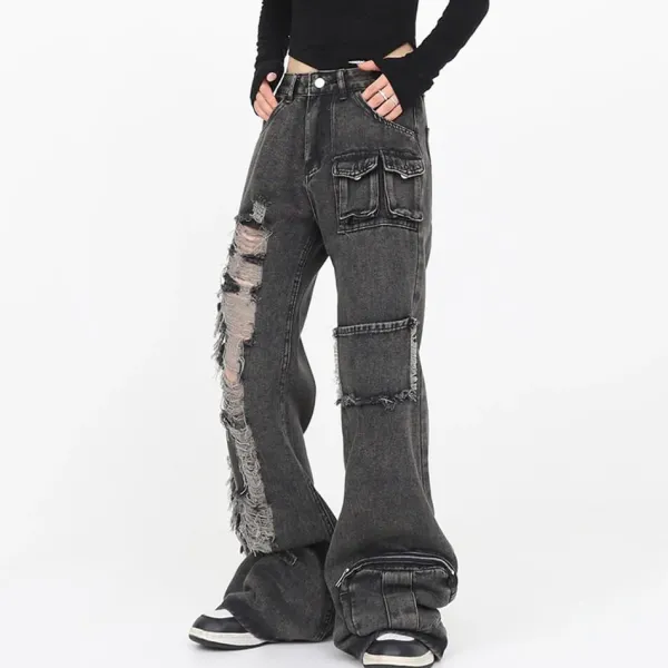 Jeans*Boogzel Clothing Grunge Ripped Jeans in Black