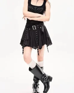 Skirts*Boogzel Clothing Grunge Sleaze Layered Mini Skirt Black