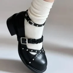Classics|Sandals / Mary Janes*Boogzel Clothing Grunge Sleaze Studded Mary Janes Black