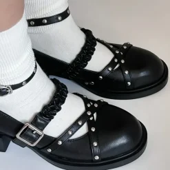 Classics|Sandals / Mary Janes*Boogzel Clothing Grunge Sleaze Studded Mary Janes Black