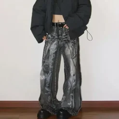 Jeans*Boogzel Clothing Grunge Wide-Leg Cargo Jeans Black