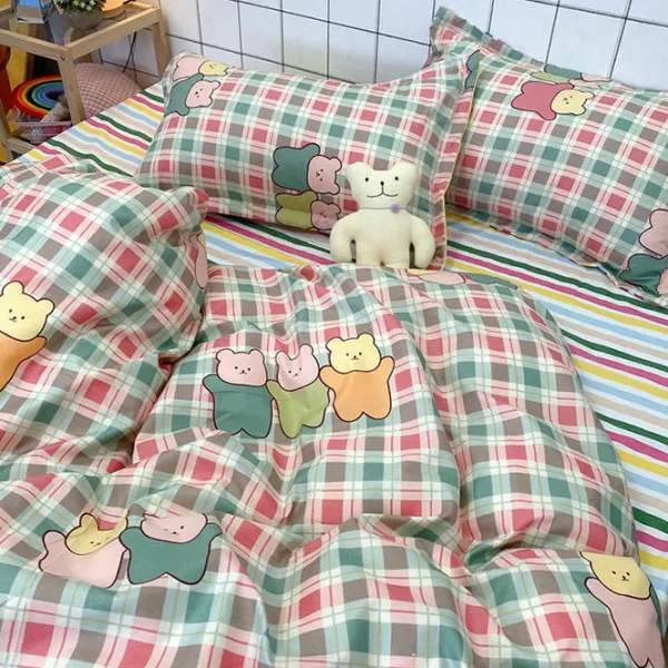 Aesthetic Bedroom*Boogzel Clothing Gummy Bear Bedding Set Green/pink