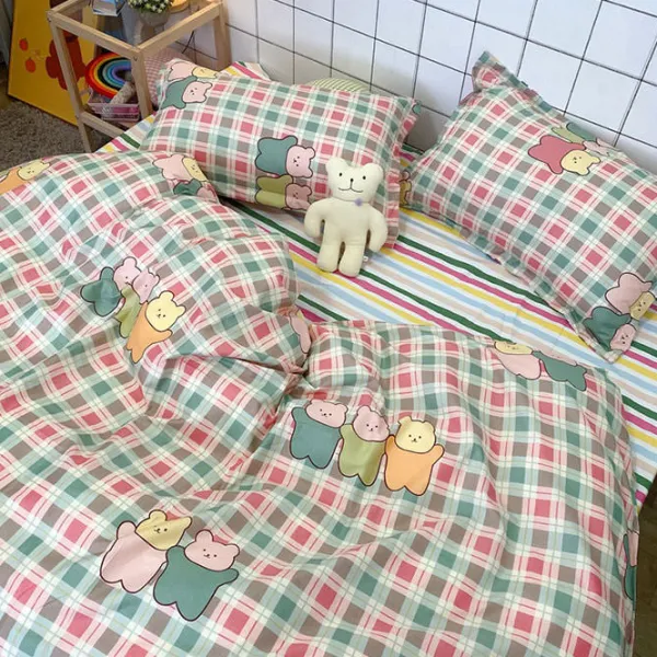 Aesthetic Bedroom*Boogzel Clothing Gummy Bear Bedding Set Green/pink
