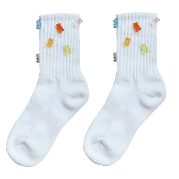 Socks*Boogzel Clothing Gummy Bear Crew Socks White