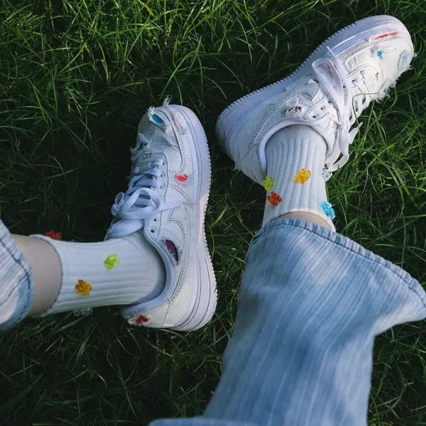 Socks*Boogzel Clothing Gummy Bear Crew Socks White