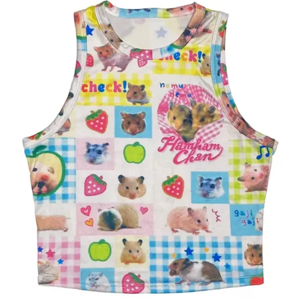 Y2K Tops|Crop Tops*Boogzel Clothing Hamster Print 2010s Baby Tee Multi