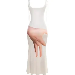 Dresses & Rompers*Boogzel Clothing Hand Print Baddie Aesthetic Dress White