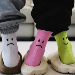 Socks*Boogzel Clothing Happy & Sad Face Print Socks