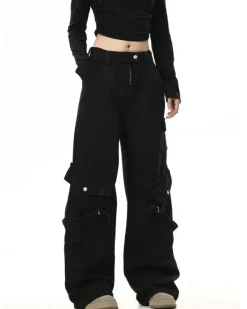 Jeans*Boogzel Clothing Hashtag Drama Cargo Jeans Black